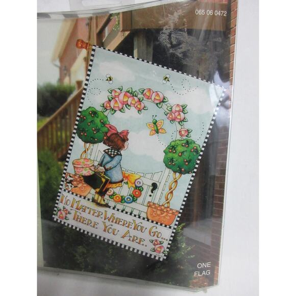 Mary Engelbreit NEW Lg Garden Flag Banner NO MATTER WHERE YOU GO...THERE YOU ARE - Picture 3 of 4